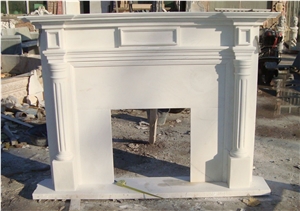 Pure White Marble Fireplace Surround,Handcarved Fireplace Mantel