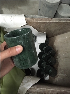Verde Alpi Marble Cup, Toothbrush Stone Cup, Green Marble Candle Jars