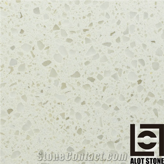 White Nuts Quartz Stone Slabs, Solid Surface Engineered Stone