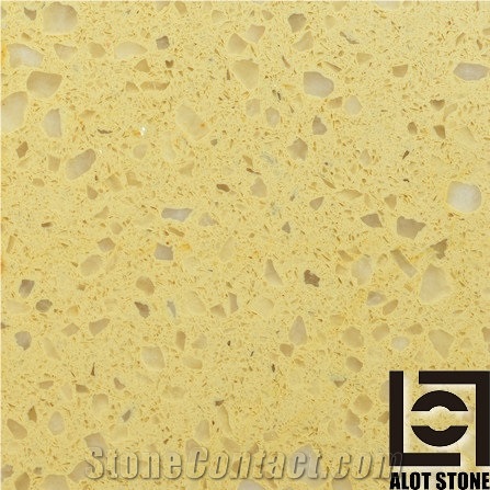 Yellow Nuts Quartz Stone Slabs, Solid Surface Engineered Stone