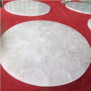 Interior Design Natural White Semiprecious Stone Stone Round Table Desk Top