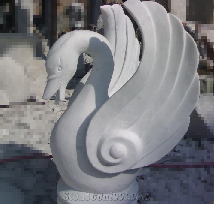 Animal White Swan Head Sculptures ,Abstract Art and Handcarved Statues ,Very Popular China Pure White Marble Stone Carving