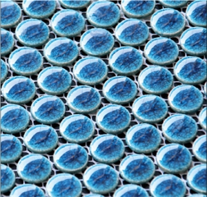 Blue Round Glass Wall and Floor Mosaic Tiles Pattern for Swimming Pool in Usa ,Canada ,Europe for Luxury Hotel or Commercial Decor