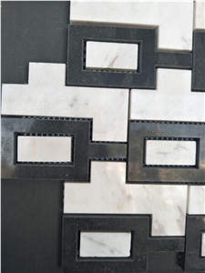 Carrara White Mixed Black Marble Stone Building Material Mosaic Tiles,Creative Shape Marble Mosaic for Walling, Flooring