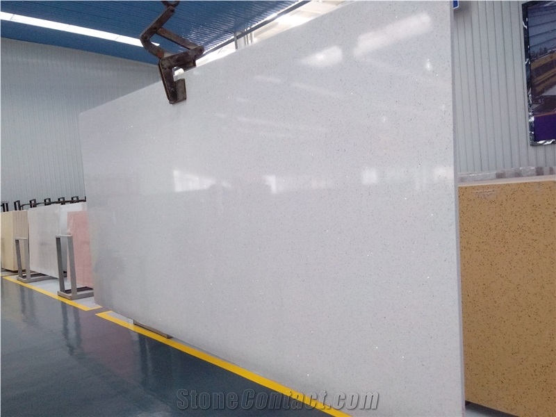 China Cheap Crystal White Quartz Stone, Sparking White Quartz with Mirrors, White Galaxy Quartz Stone Tile & Slab Direct from Factory with Good Quality