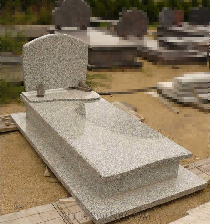 China Natural Granite Stone Light Sesame Grey Western and European ,Poland Style Tombstone , High Polished Monument , Headstone ,Gravestone