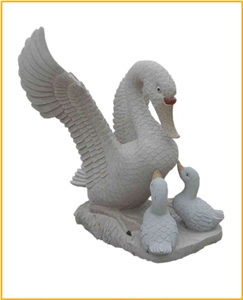 China Natural Light Grey Granite Stone Animal Sculptures -White Swan Western Art Garden Decoration , Handcarved and Landscape Statues