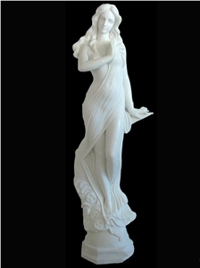 China Natural Marble Stone -Carved Woman Art Sculpture ,Pure White Marble ,Hang White Handcrafts , Western and Religious Statues 