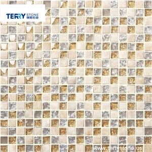 Crystal Glass Mix Beige Stone Mosaic for Interior Decor or Kitchen/Bathroom Decoration from China