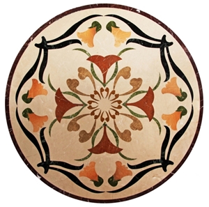 Dark Emperador, Red Alicante, Light Emperador, White Beige Natural Polished Marble Waterjet Round Medallions for Walling and Flooring at Hotel Lobby