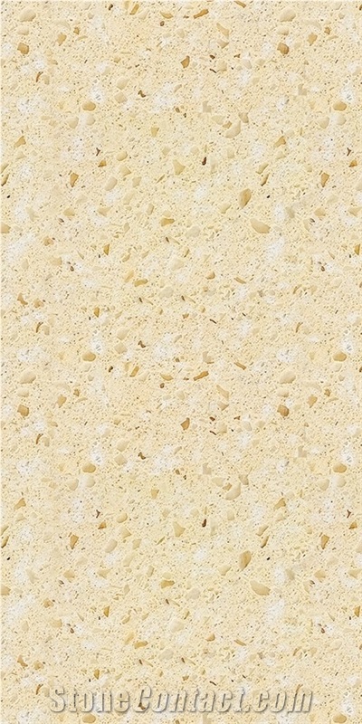 Engineered Polished Artificial Quartz Stone Beige Crystal Stone Solid Surface Top for Kitchen Countertops  Home Decorative Wall / Floor