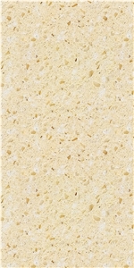 Engineered Polished Artificial Quartz Stone Beige Crystal Stone Solid Surface Top for Kitchen Countertops  Home Decorative Wall / Floor