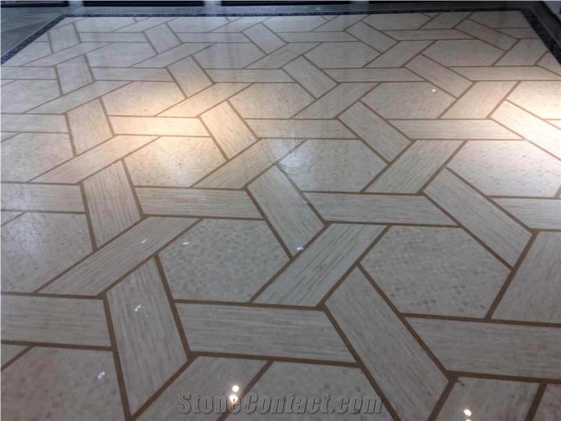Floor Marble Mosaic, Crema Marfil Floor Mosaic, Marble Mosaic, Floor Marble Mosaic