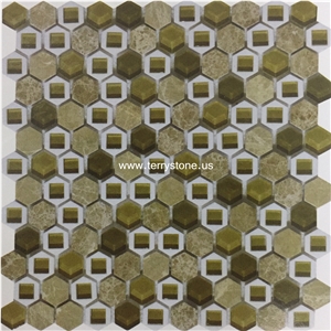 Green Glass Mix Stone for Wall Mosaics Glass