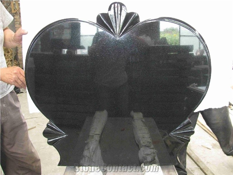 High Polished and Carved Hebei Black , Shanxi Black ,Absolute Black Heart Shape Western Style Tombstones , Headstone ,Gravestone 