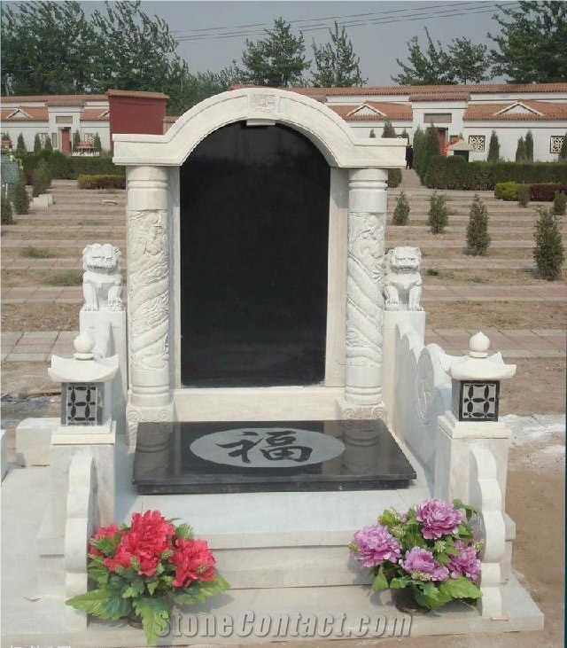 High Polished Shanxi Black ,Hebei Black , Absolute black and Pure White Granite Japanese Style Tombstone , Monuments ,Headstone ,Gravestone 