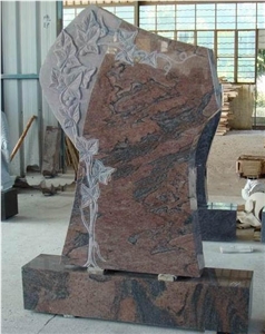 High Quality Aurora Red Polished Carving Granite Western Style Monuments ,European Style Tombstones ,New Design Engraved Headstones