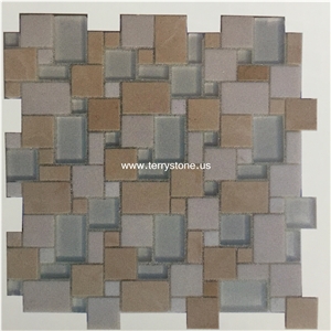 Honed Marble Mix Glass Mosaic for Wall Cover and Home Decoratione