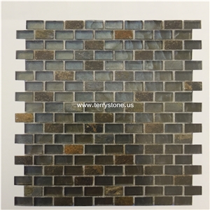 Honed Marble Mix Glass Mosaic for Wall Cover and Home Decoratione
