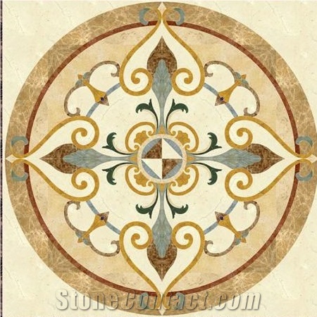 Light and Dark Emperador and Sunny Beige Natural Marble Stone Waterjet Flooring Medallions Tiles, Popular Mosaic Patterns for Lobby Flooring