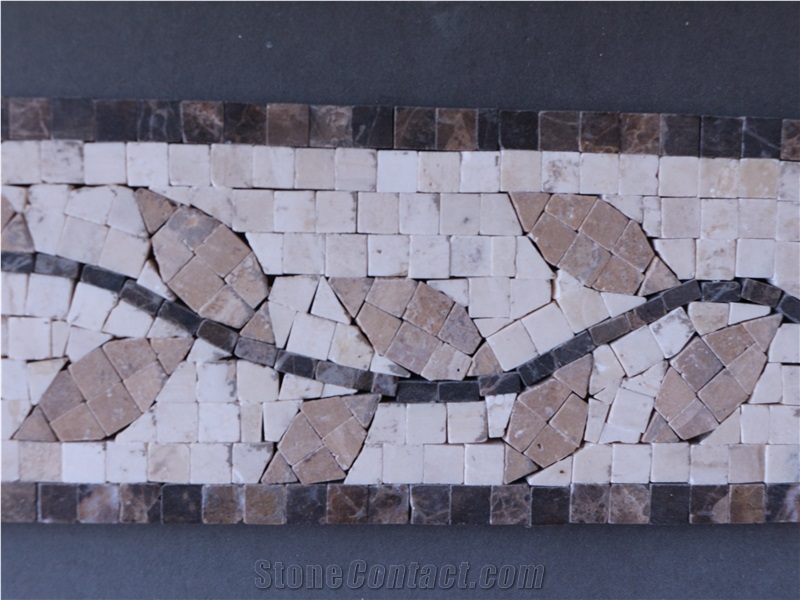 6" Handmade Border Design Decor Wall Art Marble Mosaic Stone Tile 