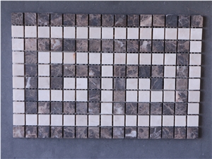 Linear Strips Mosaic, China Flower Design Stone Mosaic Border for Wall & Floor, Emperador Dark Marble Mosaic Tile on Sales