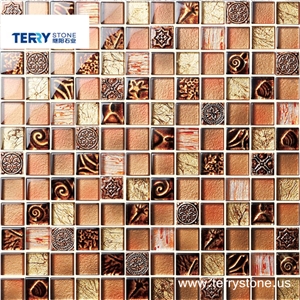 Modern Style Stainless Steel Decoration Glass Mosaic Tiles