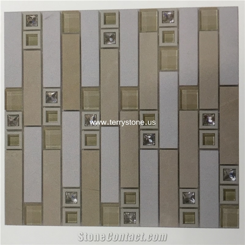 Mosaic Glass Mix Black & Brown Marble for Wall Mosaics Glass
