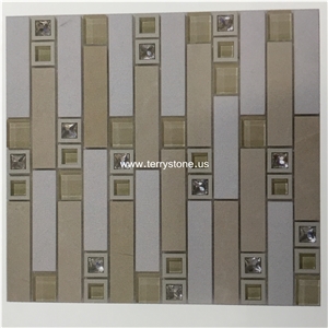 Mosaic Glass Mix Black & Brown Marble for Wall Mosaics Glass
