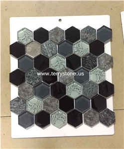 Mosaic Glass Mix Black Marble for Wall Mosaics Glass