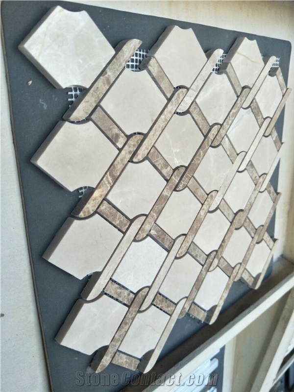 Natural Stone Beige Mixed Pattern Mosaic Marble Polished Creative Style Marble Mosaic Tile for Interior Decoration
