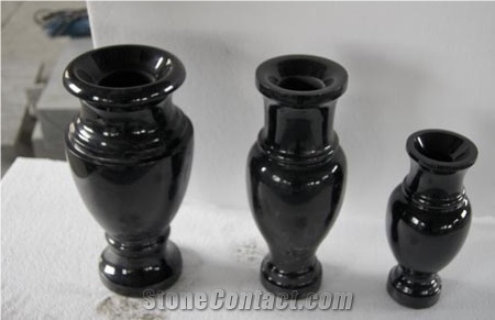 Polished China Natural Granite Stone Vase -Shanxi Black ,Pure Black , Absolute Black Flower Holders ,Owned Factory