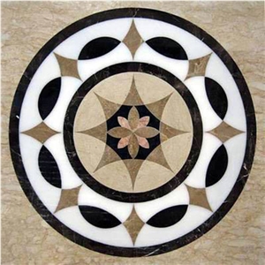 Polished Natural Marble -Nero Marquina ,Beige Marble , Light Emperador and White Marble Waterjet Medallions