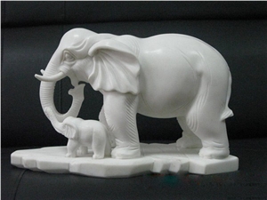 Popular China Natural Marble Animal Elephant Sculptures -Absolute White ,Pure White Western Statues,Religious Statues