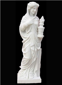 Popular China Natural Stone Carving -Pure White Marble Human Sculptures , Hand Carved Western Statues ,Garden Decoration,Wholesaler -Terry Stone