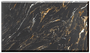 Portoro ,Golden Black Polished Artificial Marble Big Slabs & Tiles , Cut-To-Size for Walling , Flooring , Paving , Engineered Stone ,Synthetic Material