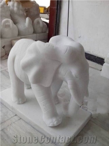 Pure White , Absolute White Very Popular Elephant Animal Natural Marble Stone Sculpture ,Western Statues & Handcrafts ,Garden decoration ,Landscape Carving 