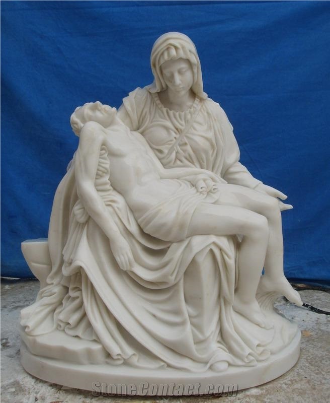 Saint Mary Human Sculptures ,Handcarved and Religious Landscape Statues , Very Popular Pure White Natural Marble Stone Carving ,Western and European Statues