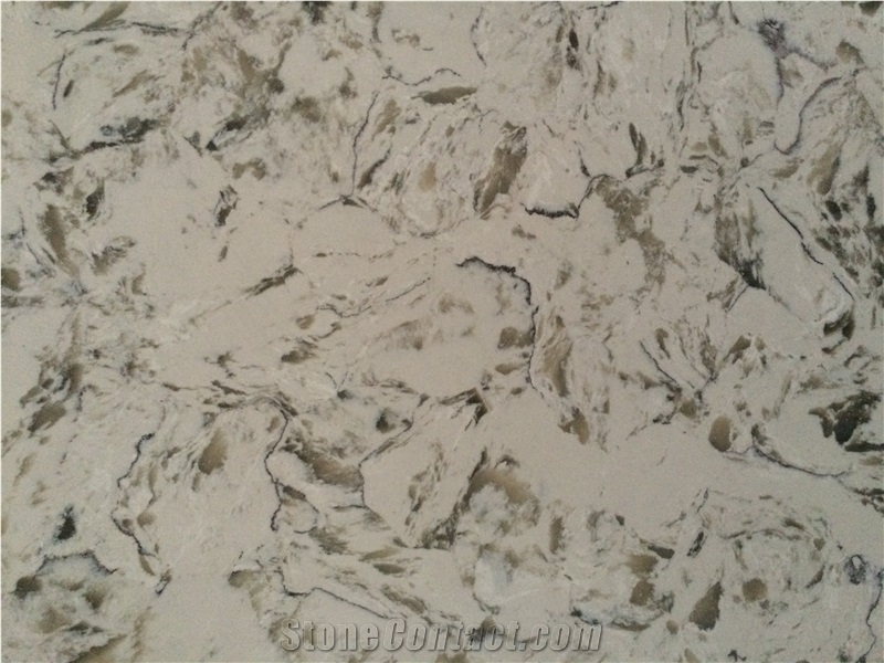 Serra Montclair White Quartz Tiles Slabs For Kitchen Countertop