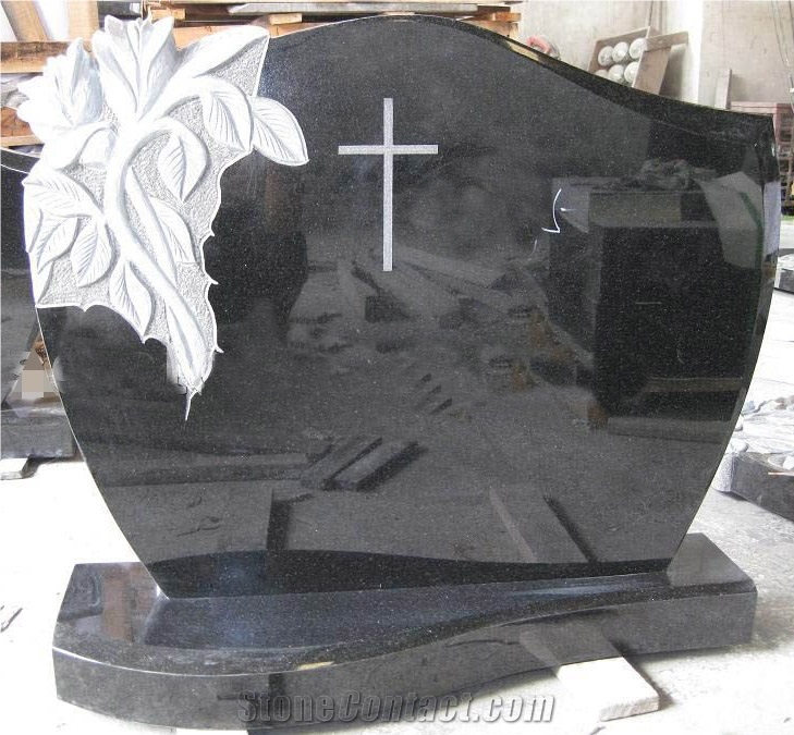 Supreme Quality New Design Shanxi Black Monument , Absolute Black Tombstone , High Polished Grave Stone , Carved and Cross Headstone