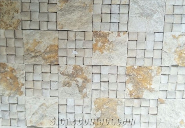 Travertine Mixed Square Shaped Mosaic Tile for Out Wall Decor Split Face Mosaic Tiles Walling
