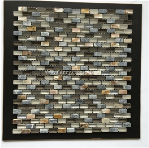 Ts-Bk015 Ordinary Color/Grey Stone/Glass Mix Marble Sone Mosaic Made in China