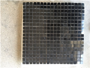 Wall Decoration Stone Tiles / Brick Nero Marquina Mixed Glass Marble Mosaic Square Shaped Modern Designs for Floor Wall