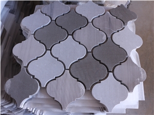 Wooden Grey Wooden White Marble Mosaic Tile, Calabas Shape Mosaic Stone Tile, Nice Design China Mosaic Tile for Floor & Wall