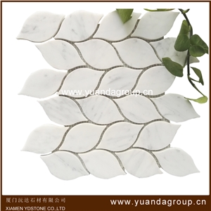 Calacatta White Marble Leaf Design Mosaic Pattern