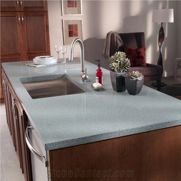Custom Grey Acrylic Stone Kitchen Countertops From China