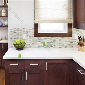Kkr Acrylic Solid Surface Kitchen Countertop with Back Splash