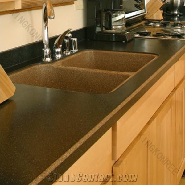 Kkr Acrylic Solid Surface Kitchen Countertop with Back Splash from China 