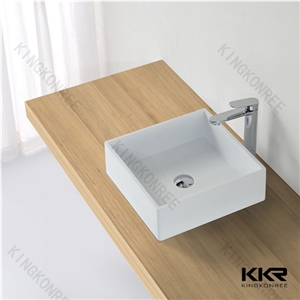 Modern White Italy Desing Solid Surface Stone Vanity Top Wash Bowls Bathroom Sinks