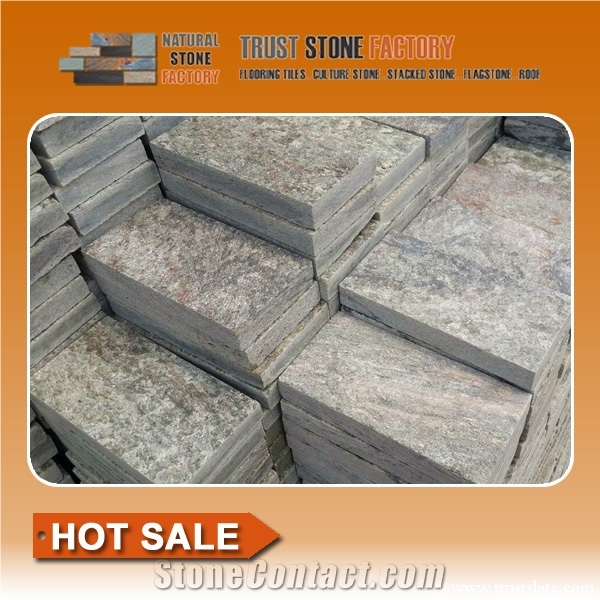 Grey Quartzite Stone Flooring Tiles, Black Quartzite Paver Stone Tiles, Himalaya Quartzite Flooring Tiles